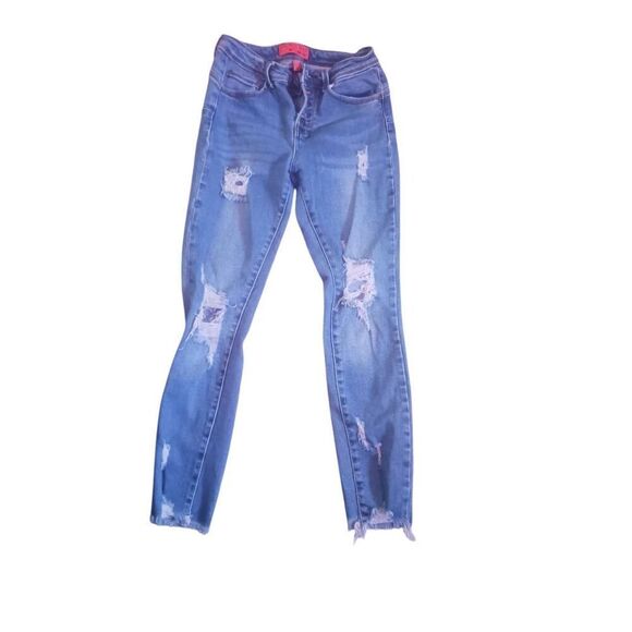 Factory distressed wax jeans buttoned fly 3/ 26 Juniors Jegging - Picture 1 of 3